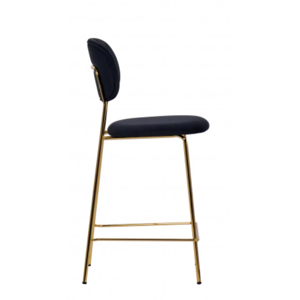Giga Meubel Barstoel Velvet Zwart - Metaal - 48x55x96cm - Jin Luxe - Image 2