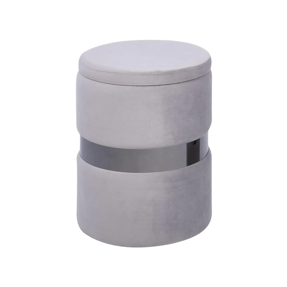 Beliani Poef DORIS - Grijs Fluweel - Image 4