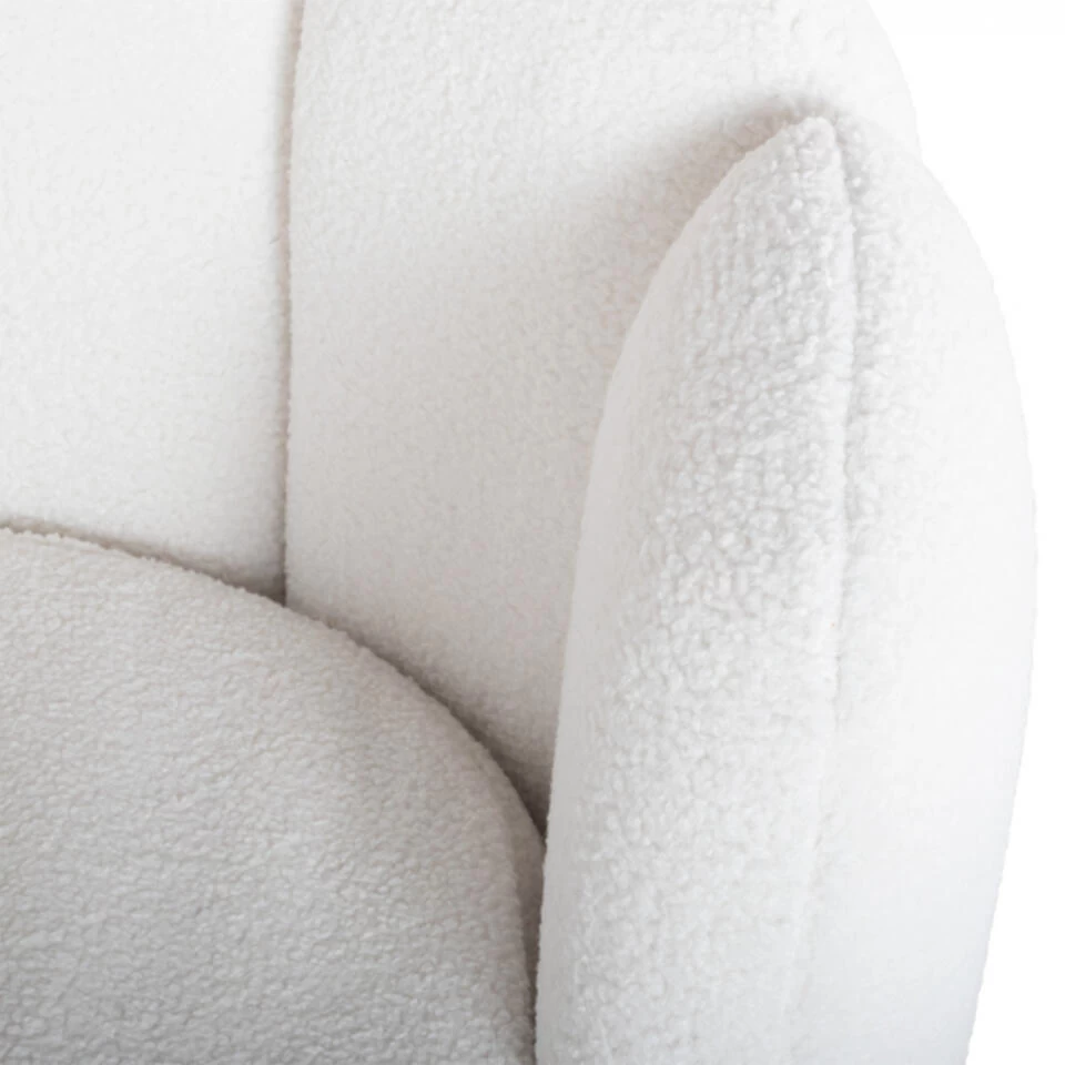 Giga Meubel Teddy Fauteuil Wit - Met Gouden Onderstel - Fauteuil Quinty - Image 4