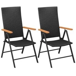 VidaXL Tuinstoelen Stapelbaar 2 St Poly Rattan Zwart