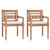 VidaXL Stoelen Batavia 2 St Met Kussens Massief Teakhout