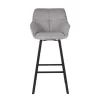 Barstoel Grijs - Zithoogte 65cm - Metaal & Velvet - Barstoel Shannon - Giga