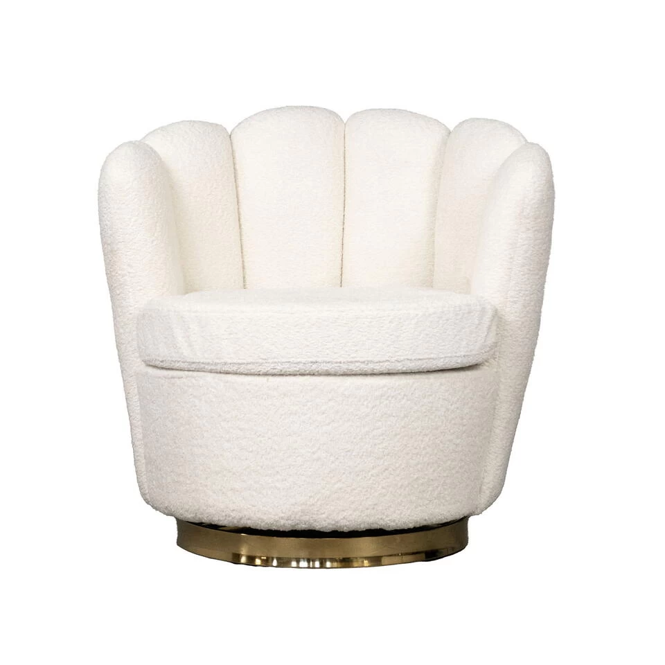 Giga Meubel Teddy Fauteuil Wit - Met Gouden Onderstel - Fauteuil Quinty