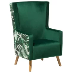 Beliani Oorfauteuil ONEIDA - Groen Fluweel
