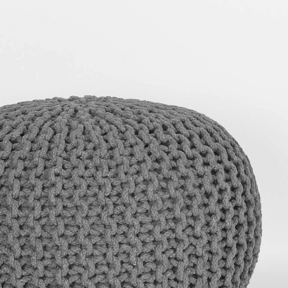 LABEL51 Poef Knitted - Donkergrijs - Katoen - M - Image 2