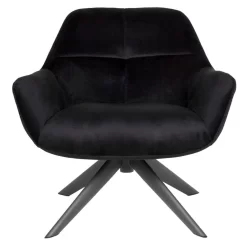 Giga Meubel Velvet Fauteuil Zwart - 78x75x78cm - Metaal - Shannon