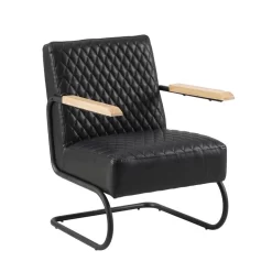 Industriële Fauteuil Lars Zwart - Kunstleder - Zwart