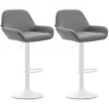 CLP Set Van 2 Barkrukken Braga Wit Frame Kunstleer - Grijs