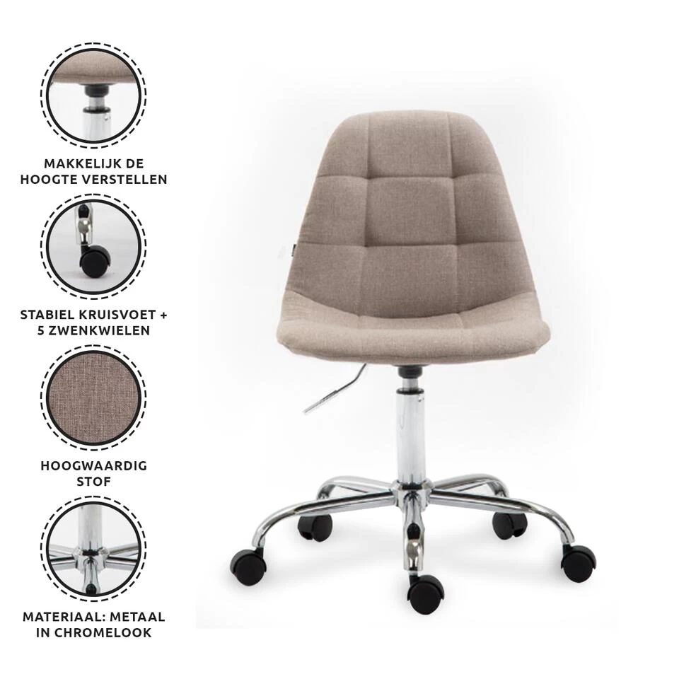 Xairo Rome - Bureaustoel - Stof - Taupe - Image 4