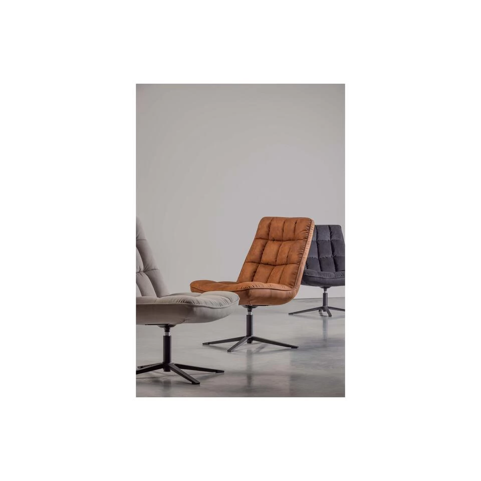 WOOOD Dirkje Draaifauteuil - Leerlook - Cognac - 101x70x85 - Image 2