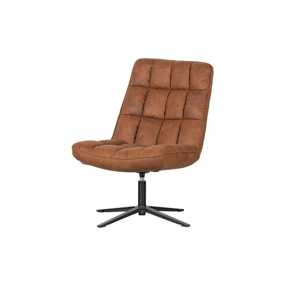 WOOOD Dirkje Draaifauteuil - Leerlook - Cognac - 101x70x85 - Image 4