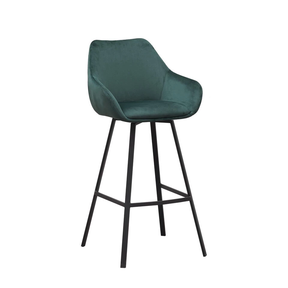 Barkruk Elise Velvet Groen Draaibaar Met Armleuning Zithoogte 79 Cm Stof