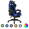 VidaXL Racestoel Met RGB LED-verlichting Kunstleer Blauw En Zwart