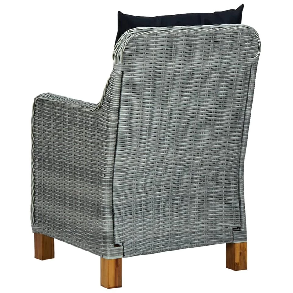 VidaXL Tuinstoelen 2 St Met Kussens Poly Rattan Lichtgrijs - Image 4