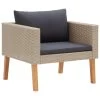 VidaXL Tuinbank Eenzits Met Kussens Poly Rattan Beige