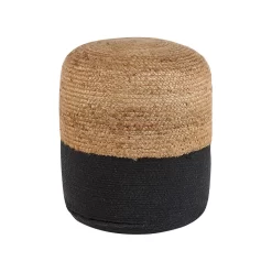 Beliani Poef DALAMA - Zwart Katoen, Jute