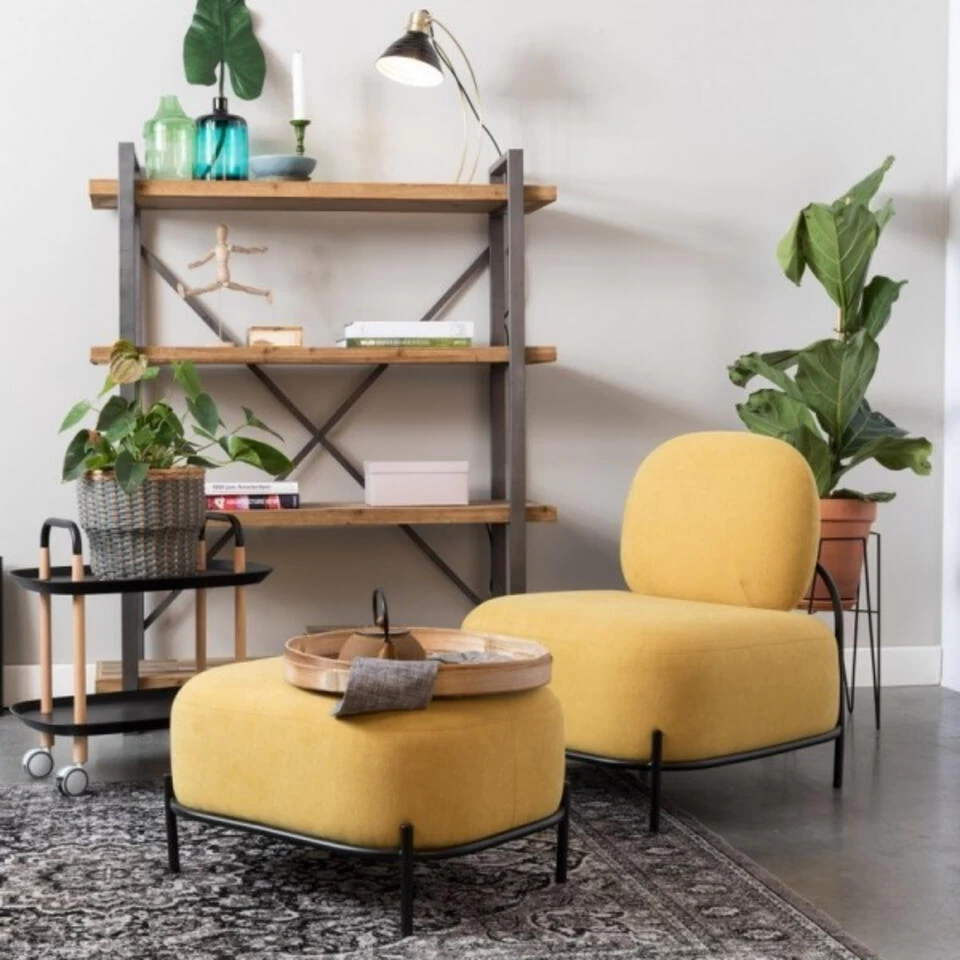 Giga Meubel Fauteuil Stof Geel - 71x66x77cm - Stoel Polly - Image 2