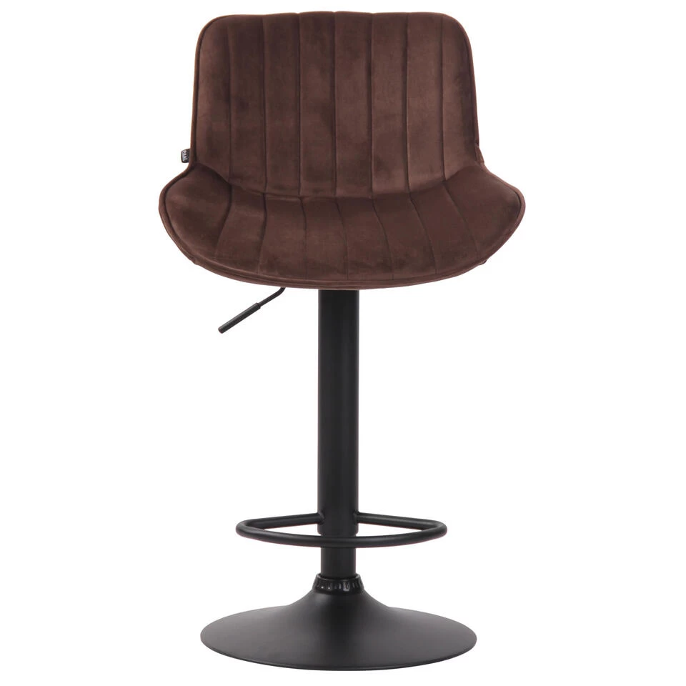 CLP Barkruk Lentini Zwart Frame Fluweel Bruin - Image 2