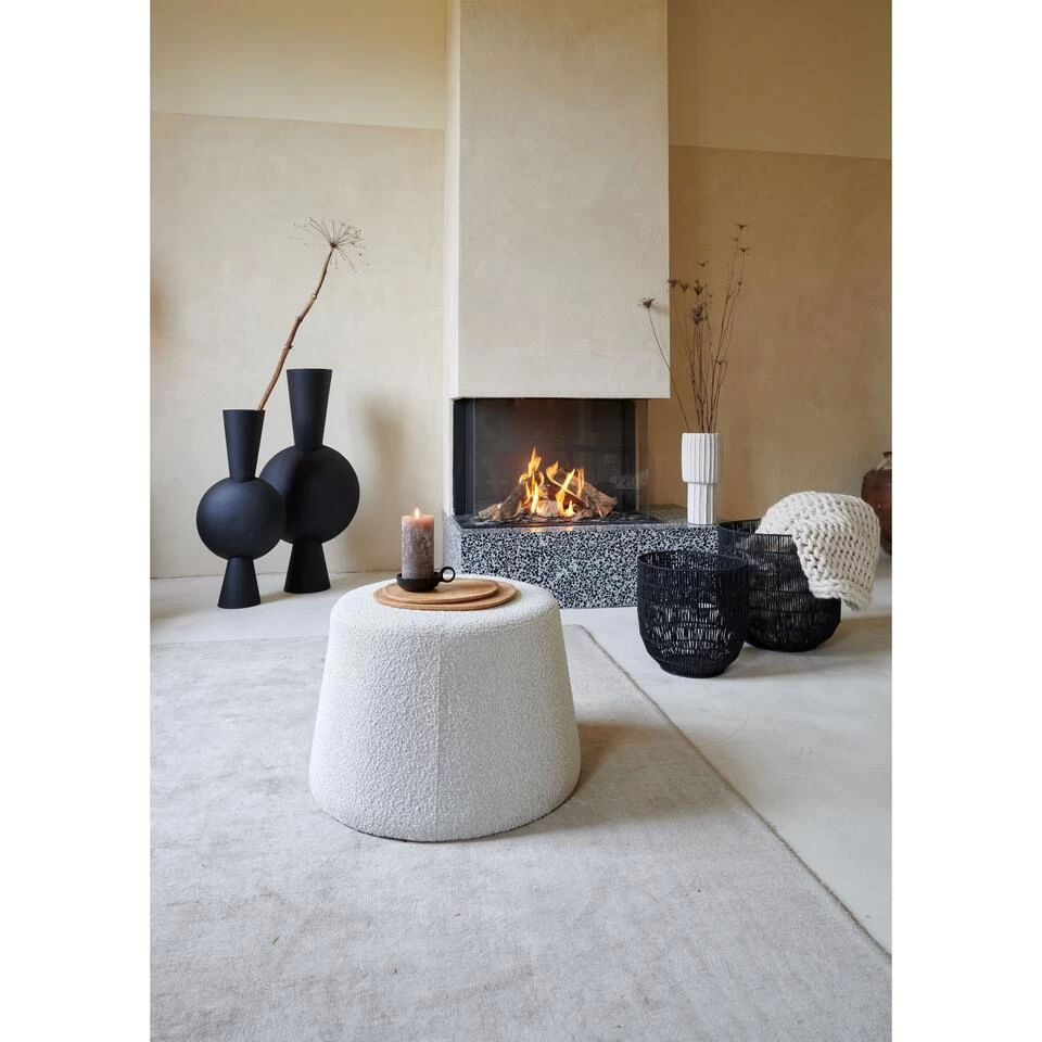 Poef Lauryn - Wit Bouclé - Ø59cm - Afbeelding 2