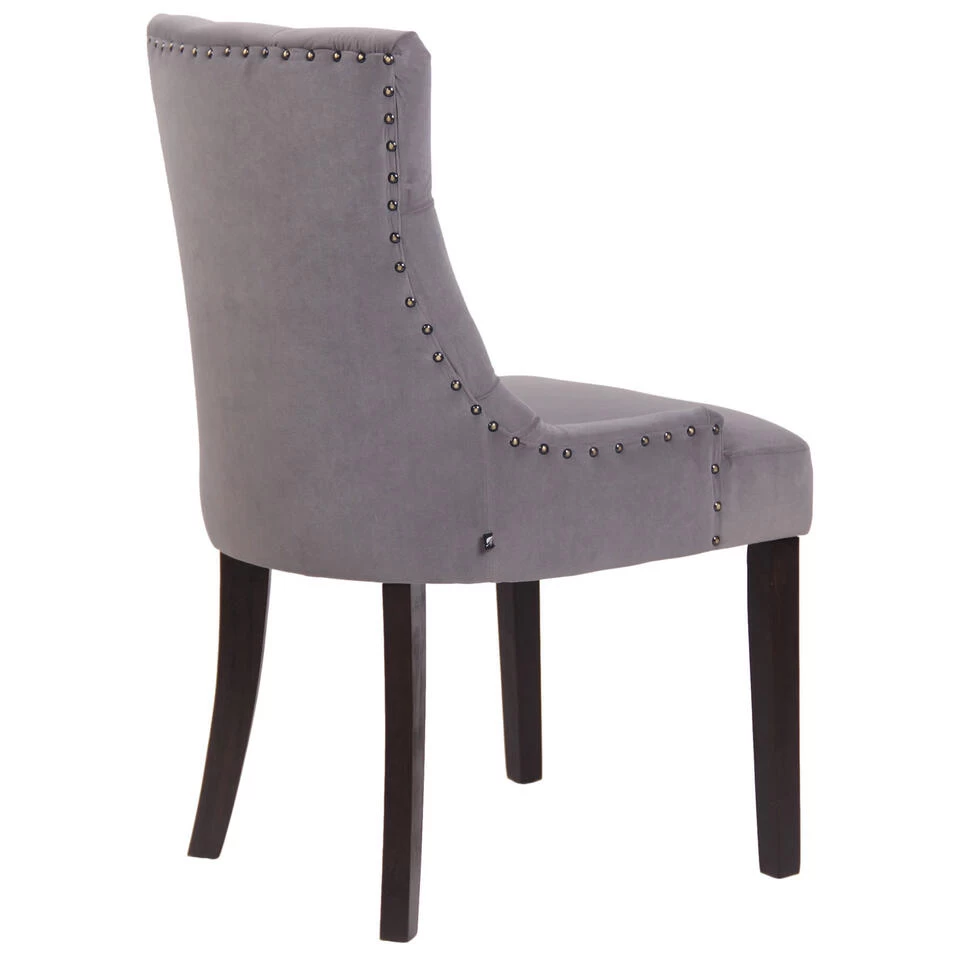 CLP Set Van 4 Eetkamerstoelen Aberdeen Donker Bruin Frame Fluweel Zilverkleurig - Image 4