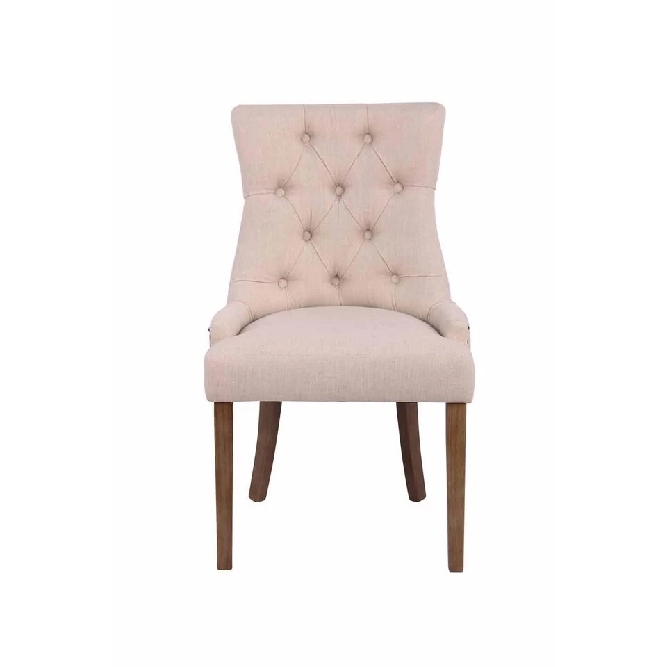 CLP Set Van 2 Eetkamerstoelen Aberdeen Licht Bruin Frame Stof Crème - Image 2