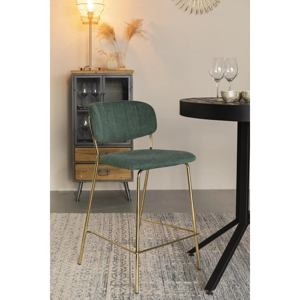 Rein Living Jolien Barkruk - Goud/Donkergroen - Set Van 2 - Image 2