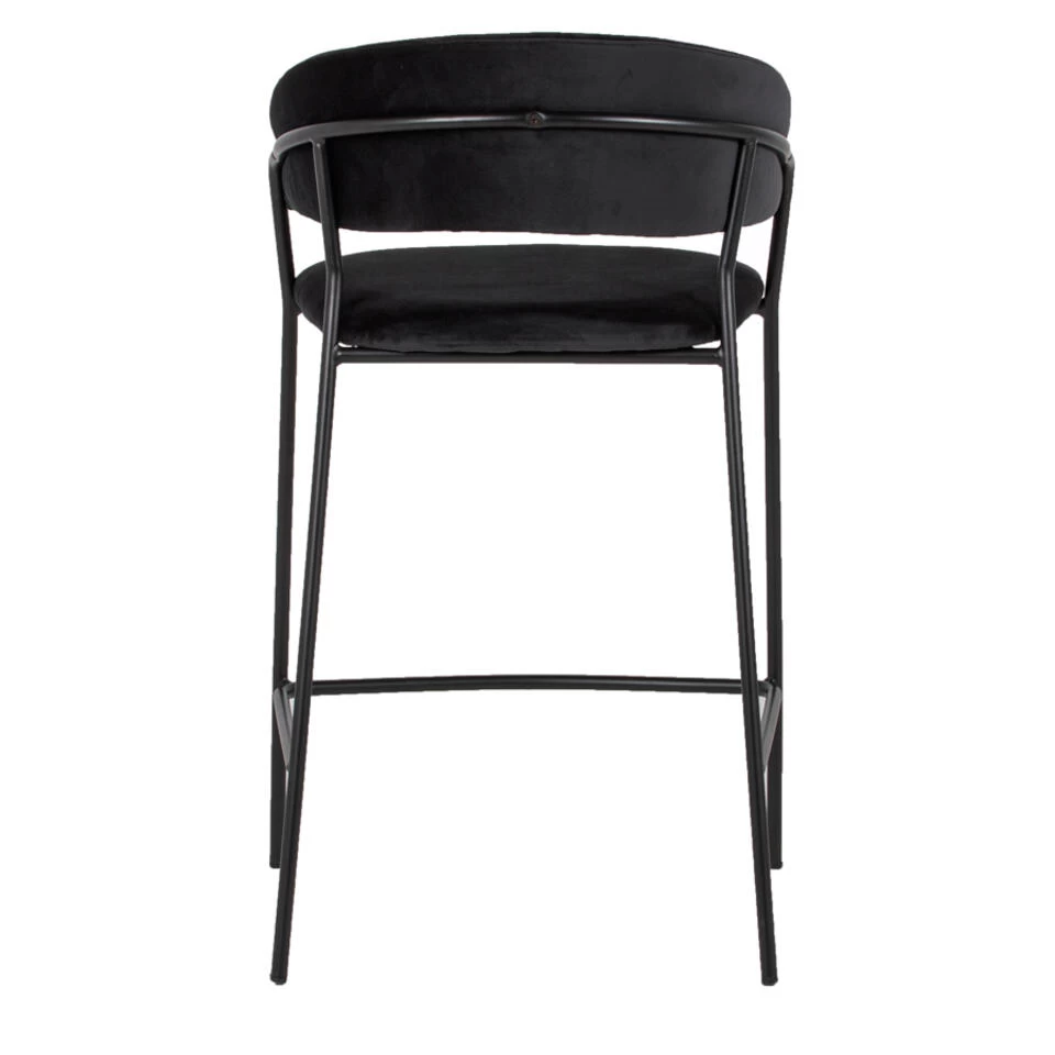 Giga Meubel Barstoel Velvet Zwart - Metalen Onderstel - Stoel Turin - Image 4