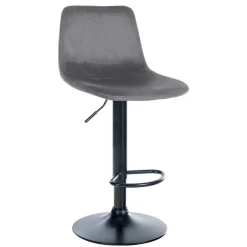 CLP Barkruk Divo Fluweel Zwart Frame Grijs