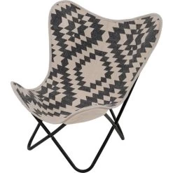 Brent Vlinderstoel Zwart/wit - Leder - Zwart
