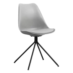 Eetkamerstoel Senja - Grijs - Zwart Metaal