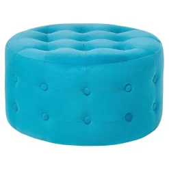 Beliani Poef TAMPA - Blauw Fluweel