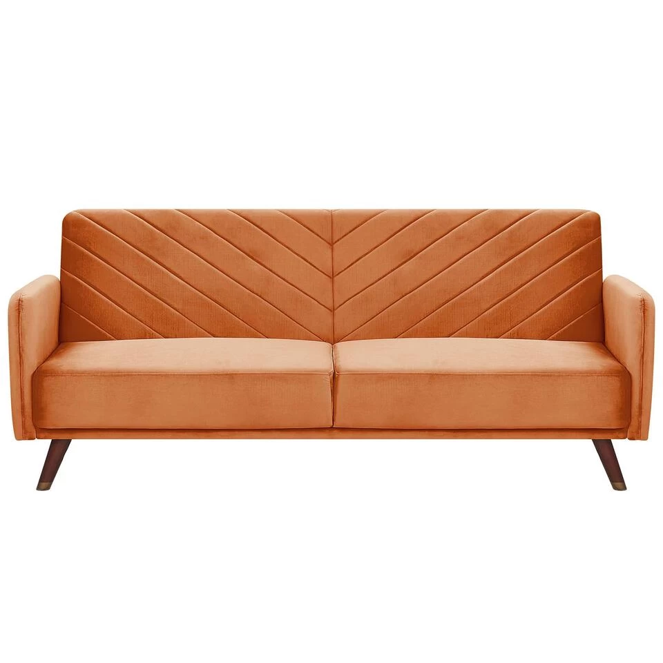 Beliani Driezitsbank - SENJA Oranje Fluweel