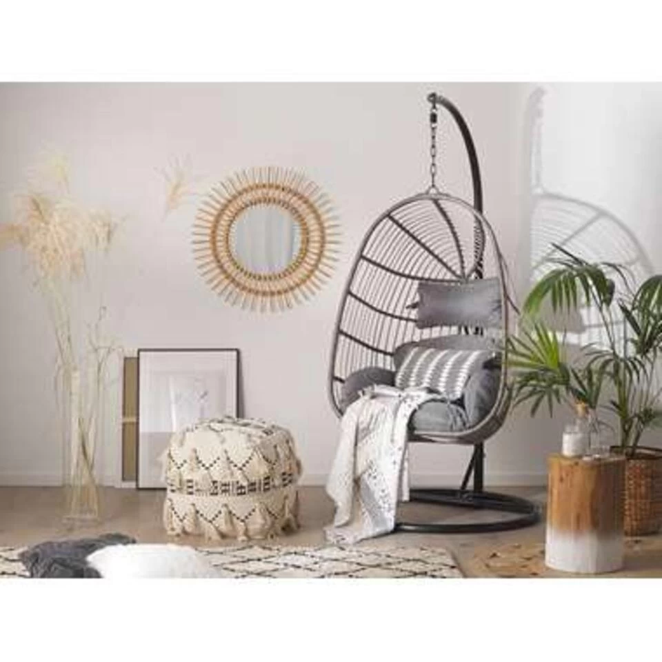 Beliani Hangstoel CASOLI - Grijs Pe Rotan - Image 4
