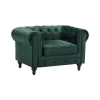 Beliani Fauteuil CHESTERFIELD - Groen Fluweel
