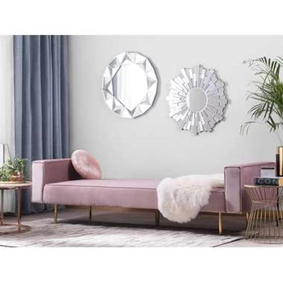 Beliani Driezitsbank - VISNES Roze Fluweel - Image 3