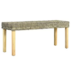 VidaXL Bankje 110 Cm Natuurlijk Kubu Rattan En Massief Mangohout