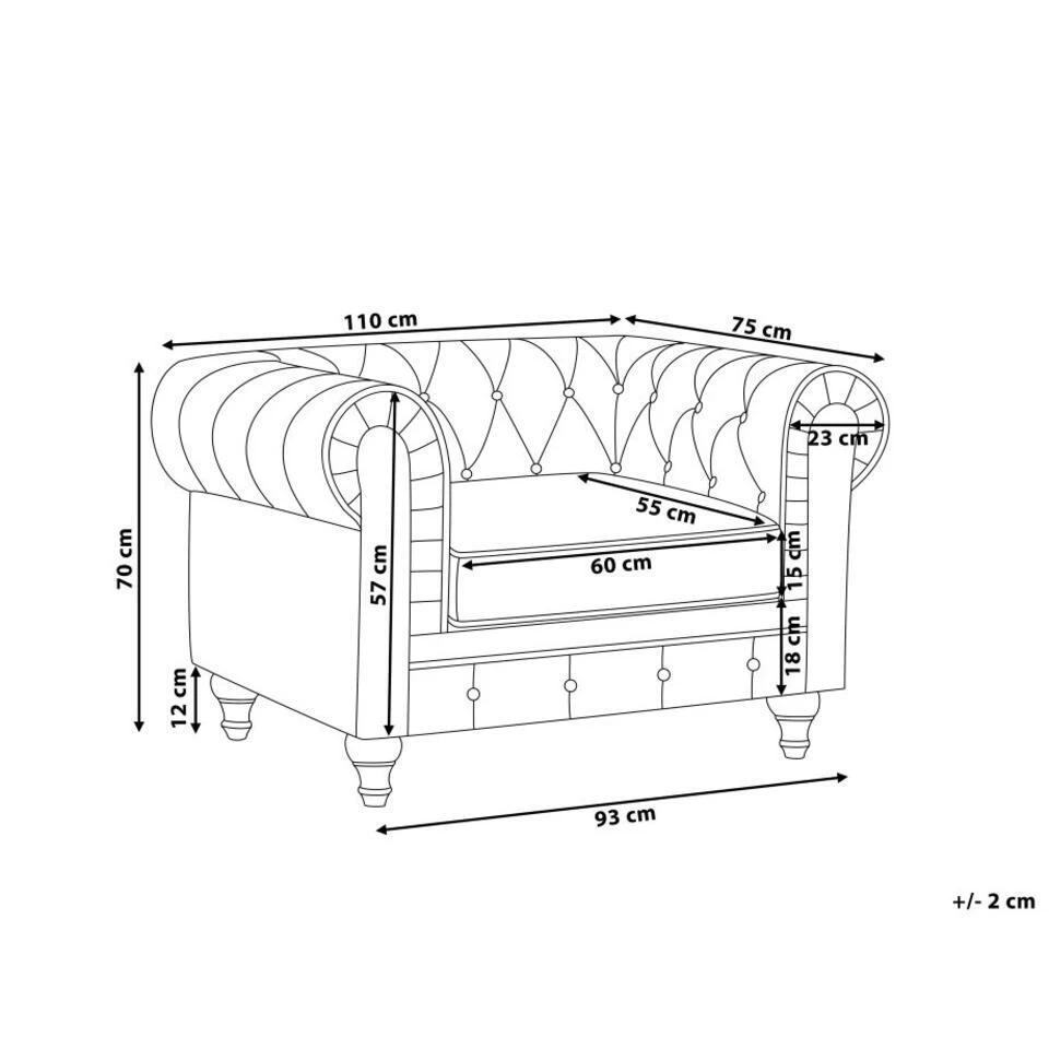 Beliani Fauteuil CHESTERFIELD - Groen Fluweel - Image 3