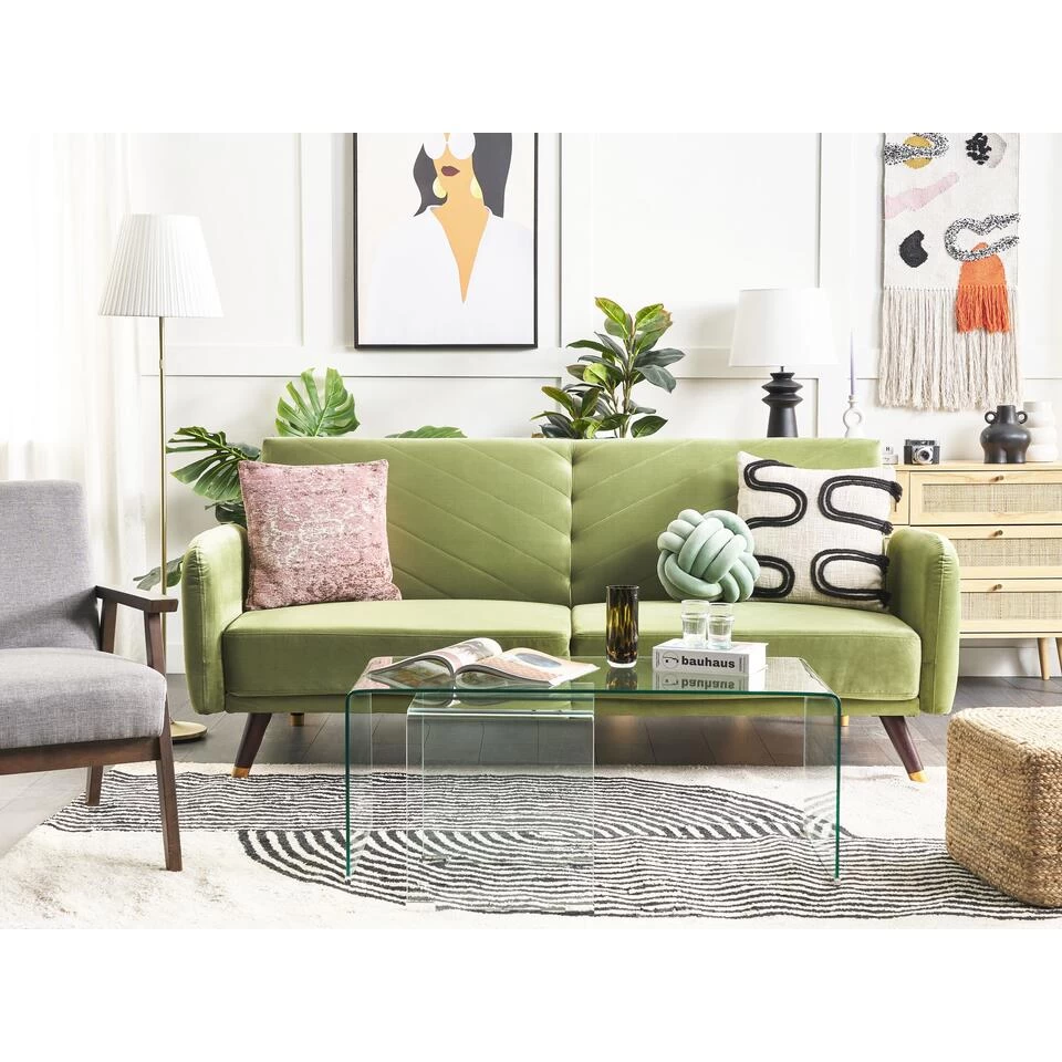 Beliani Driezitsbank - SENJA Groen Fluweel - Image 2