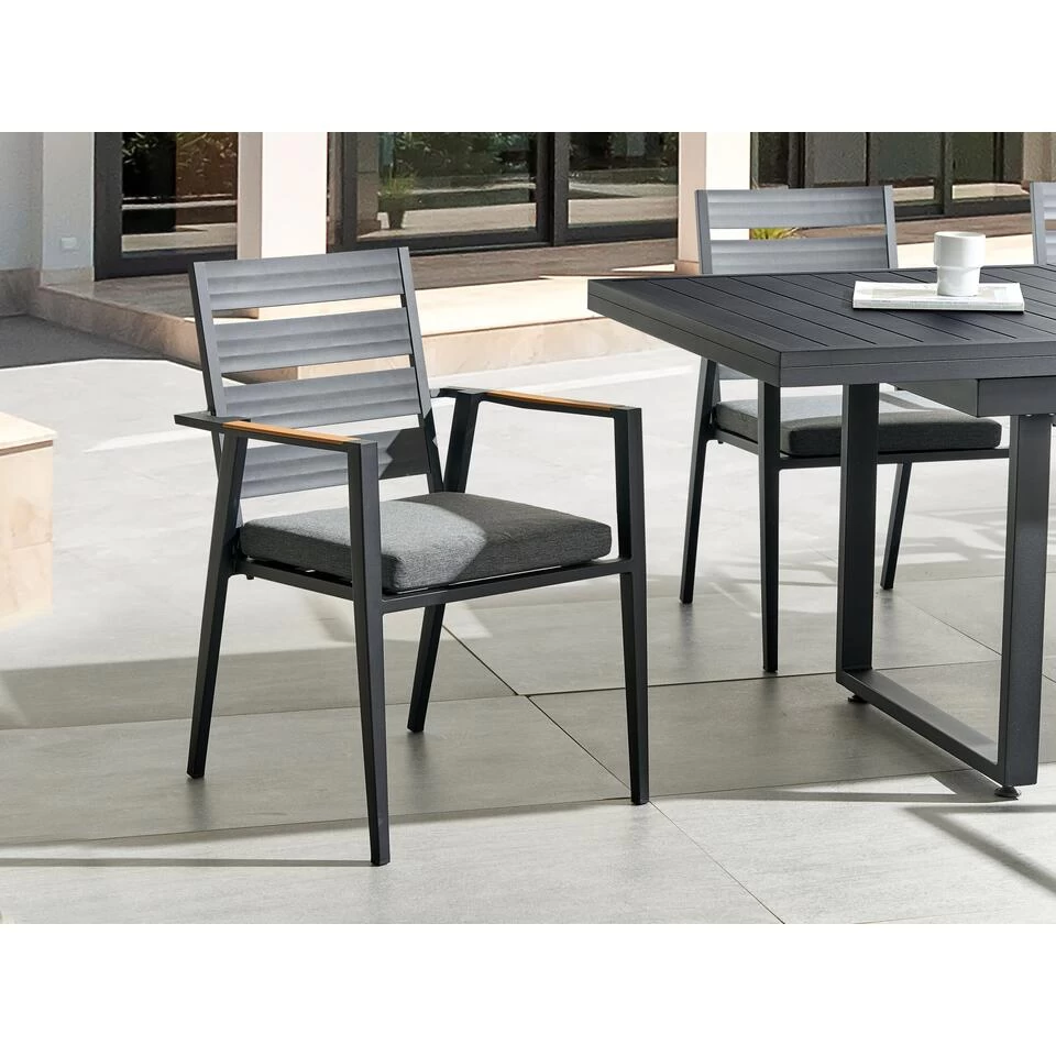 Beliani Tuinstoel TAVIANO - Zwart Aluminium - Image 4