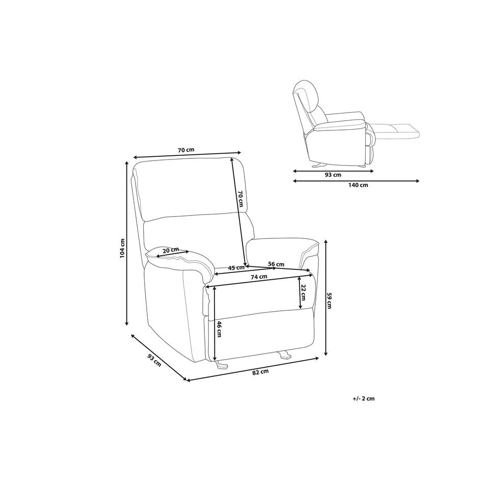 Beliani TV-fauteuil EVERTON - Bruin Polyester - Image 3