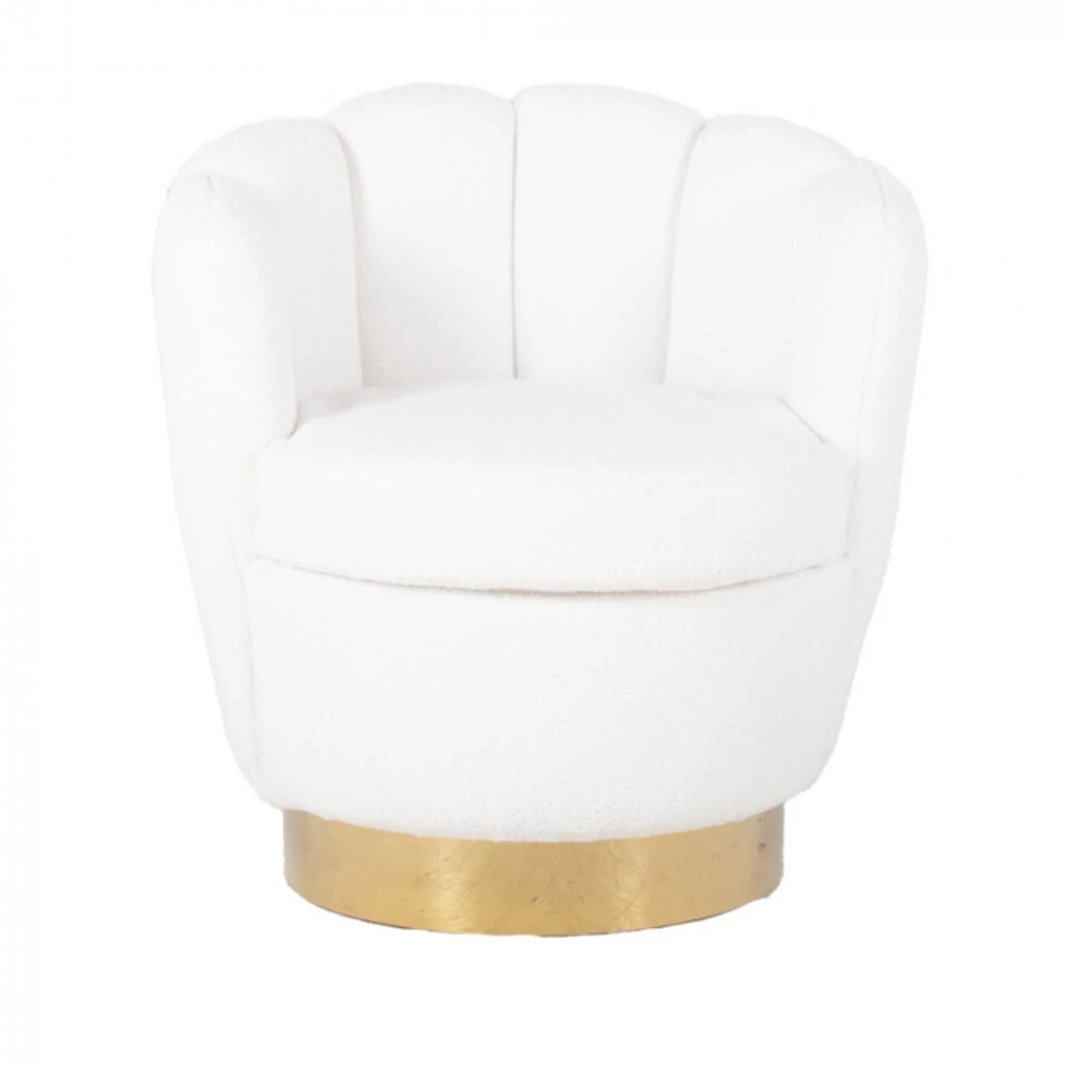 Giga Meubel Teddy Fauteuil Wit - Met Gouden Onderstel - Fauteuil Quinty - Image 2