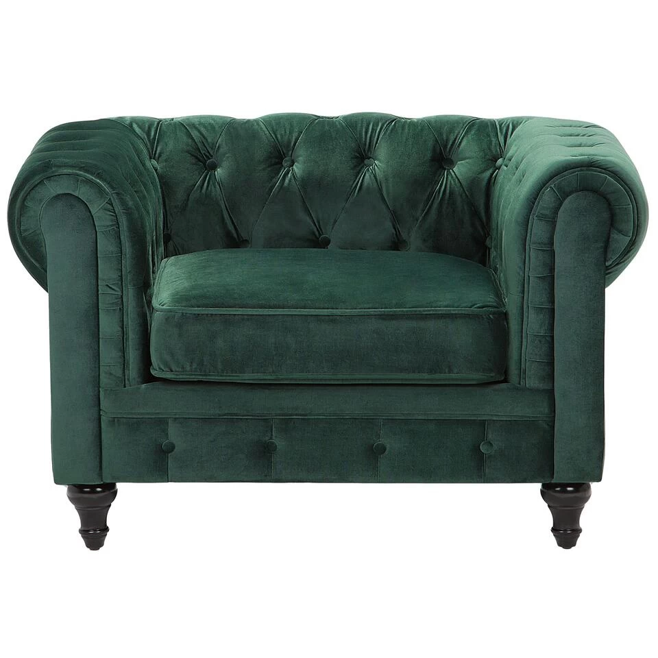 Beliani Fauteuil CHESTERFIELD - Groen Fluweel - Image 4