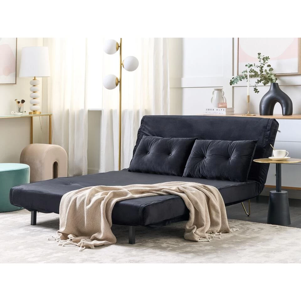 Beliani Tweezitsbank - VESTFOLD Zwart Fluweel - Image 4