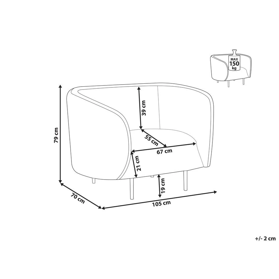 Beliani Fauteuil LOEN - Beige Polyester - Image 2