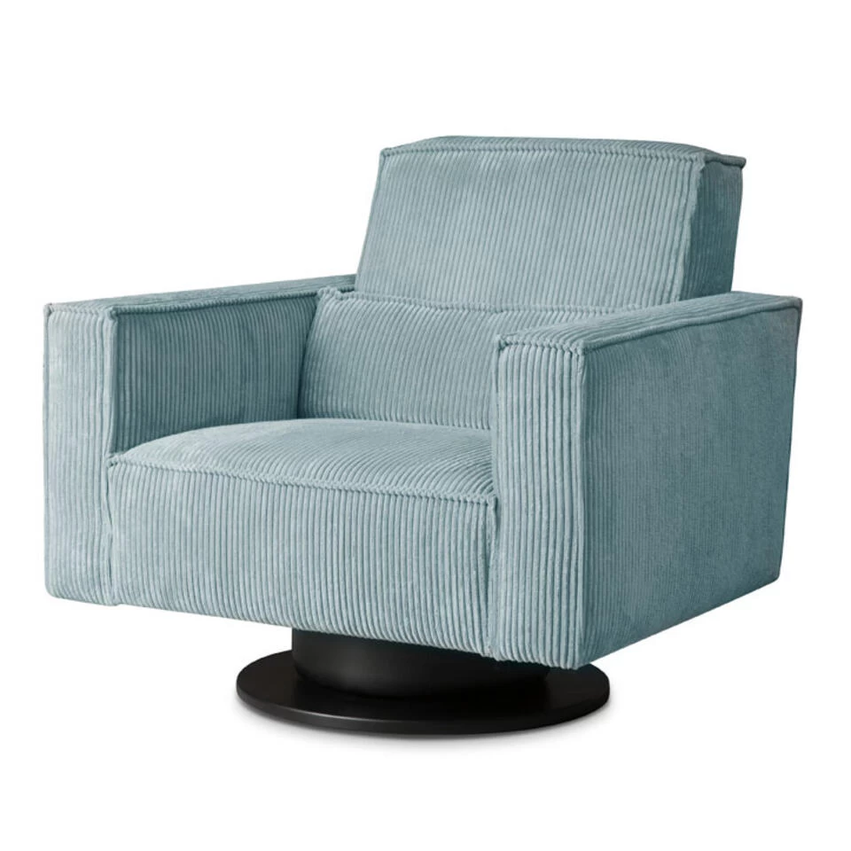 Draaifauteuil Stuttgart Met Armleuning - Ribcord - Ijsblauw/grijs - Image 2