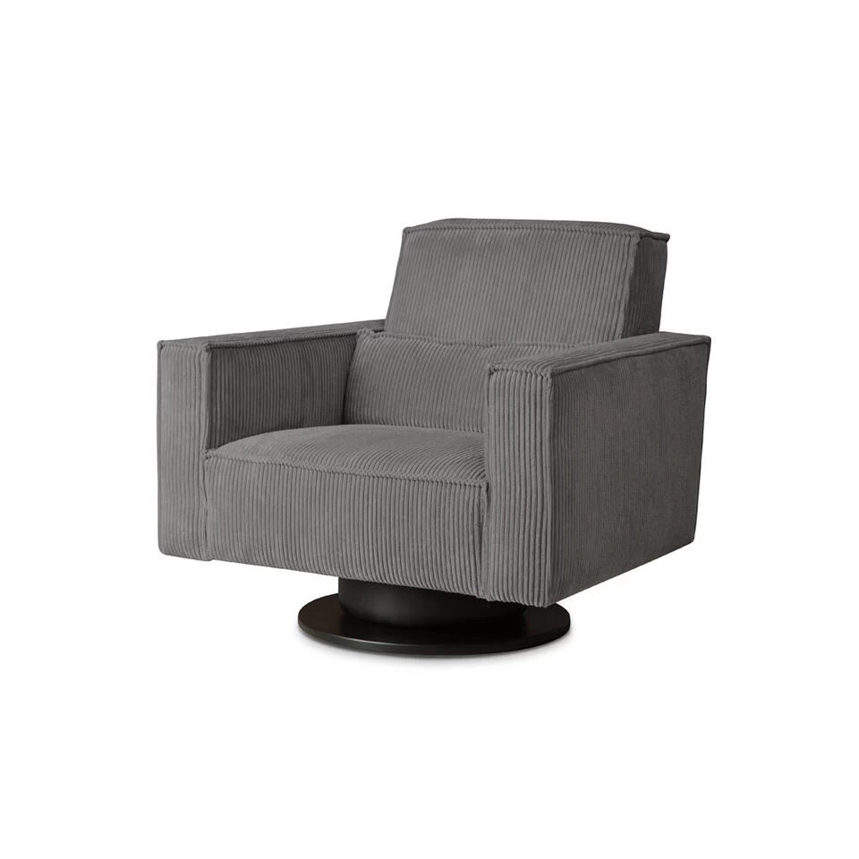Draaifauteuil Stuttgart Met Armleuning - Ribcord - Antraciet - Image 2