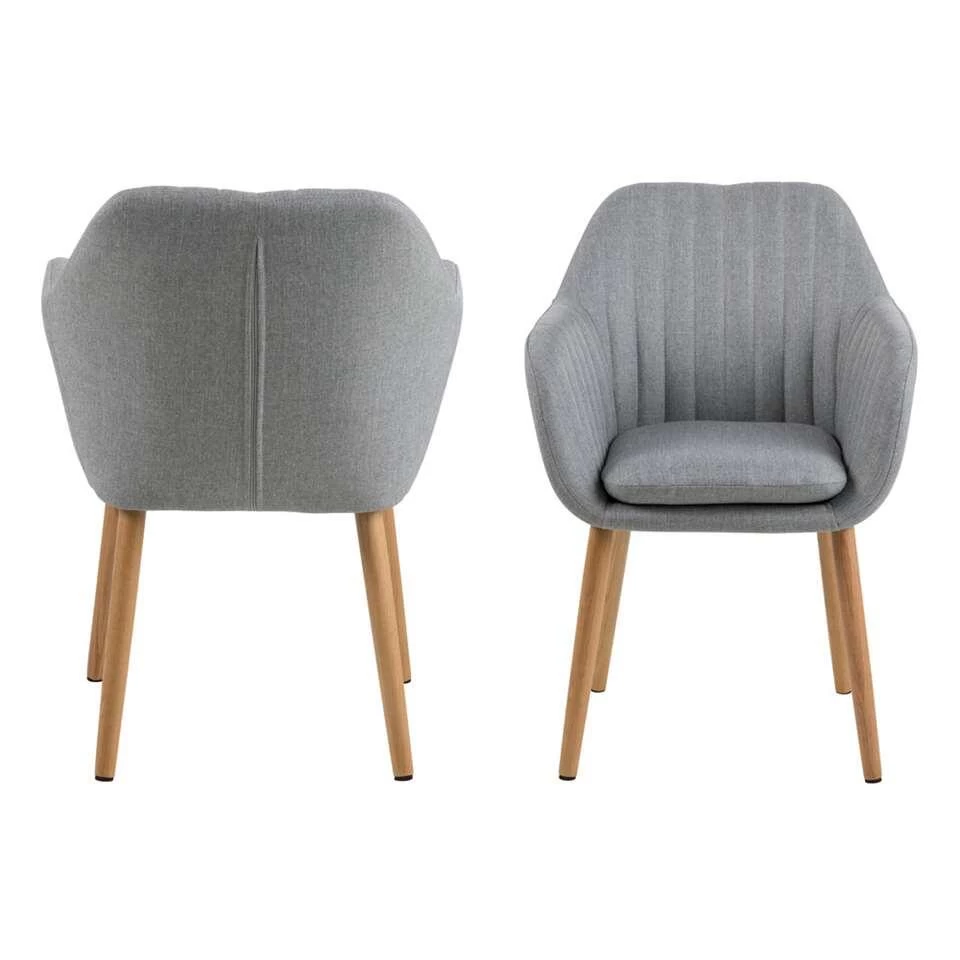 Eetkamerstoel Meda - Stof - Lichtgrijs/streep (1 Stuk) - Image 2