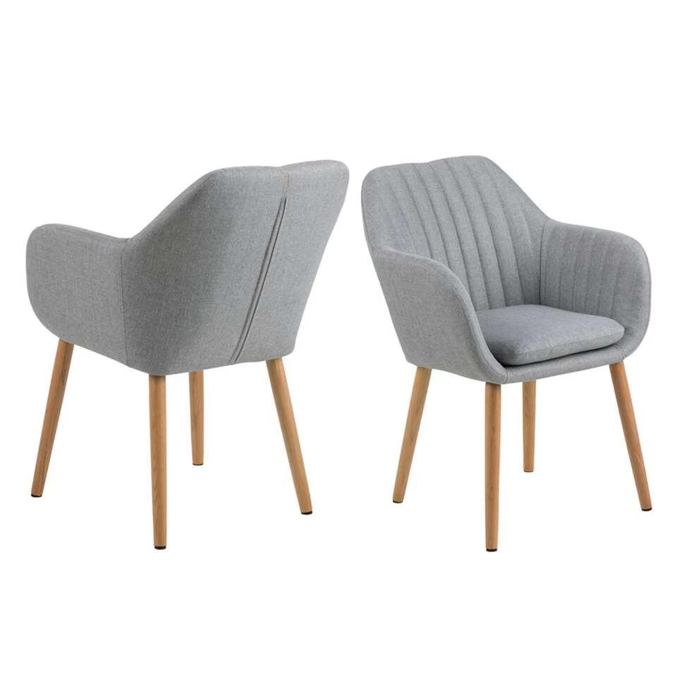 Eetkamerstoel Meda - Stof - Lichtgrijs/streep (1 Stuk)