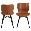 Eetkamerstoel Helgum - Lederlook - Cognac/zwart (2 Stuks)
