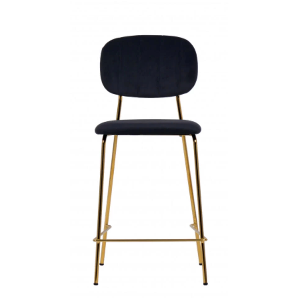 Giga Meubel Barstoel Velvet Zwart - Metaal - 48x55x96cm - Jin Luxe - Image 4